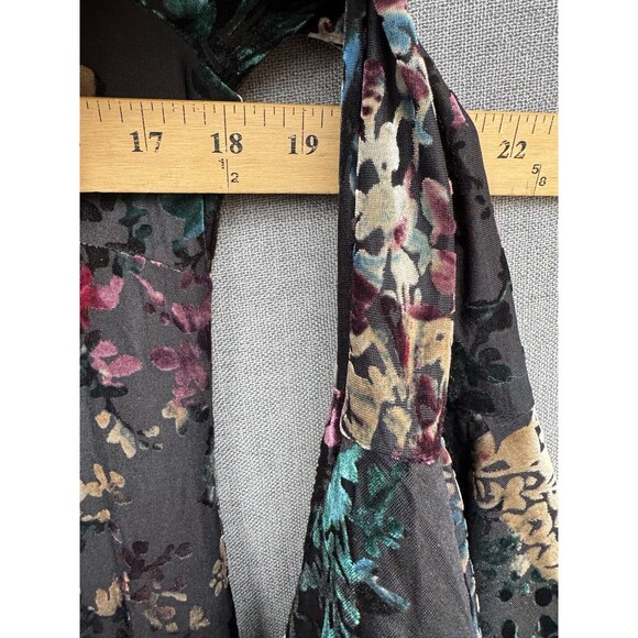 NINE WEST Sz 6 Burnout Velvet Floral‎ Print Dress Black Mini - Picture 9 of 13